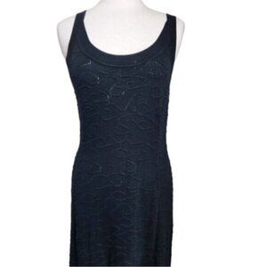 Sleek Black Textured Knit Tank Dress
